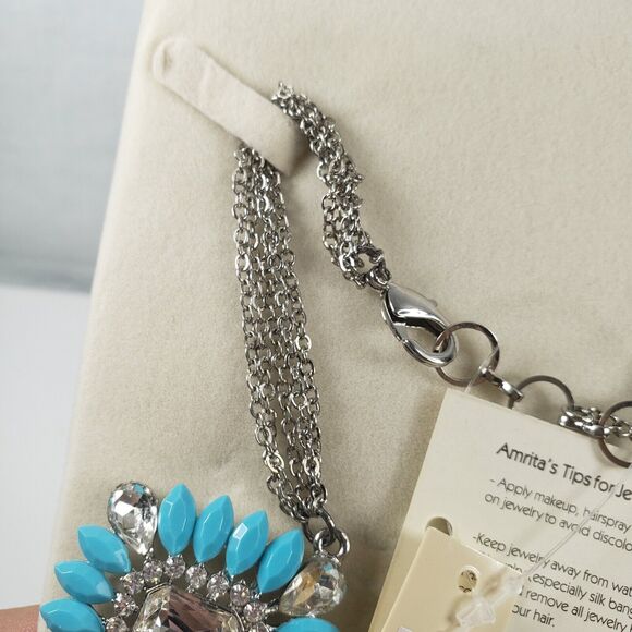 Amrita Singh Majestic Turquoise Austrian Crystal Statement Necklace Gift Box - Picture 8 of 15